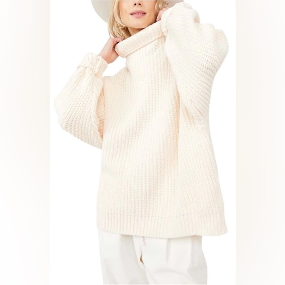 Free People Swim Too Deep Oversized Sweater Powder Puff Cream Size Small